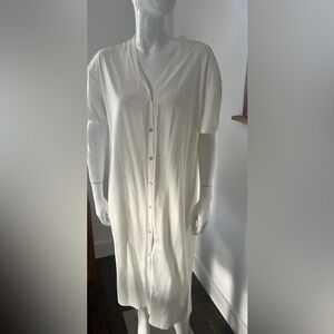 White Button-Up T Shirt Dress